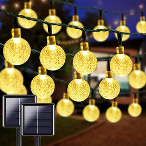 2-Pack 100 LED 64FT Crystal Globe Solar String Lights Outdoor, Waterproof Solar Outdoor Lights with 8 Lighting Modes - Decotree.co Online Shop