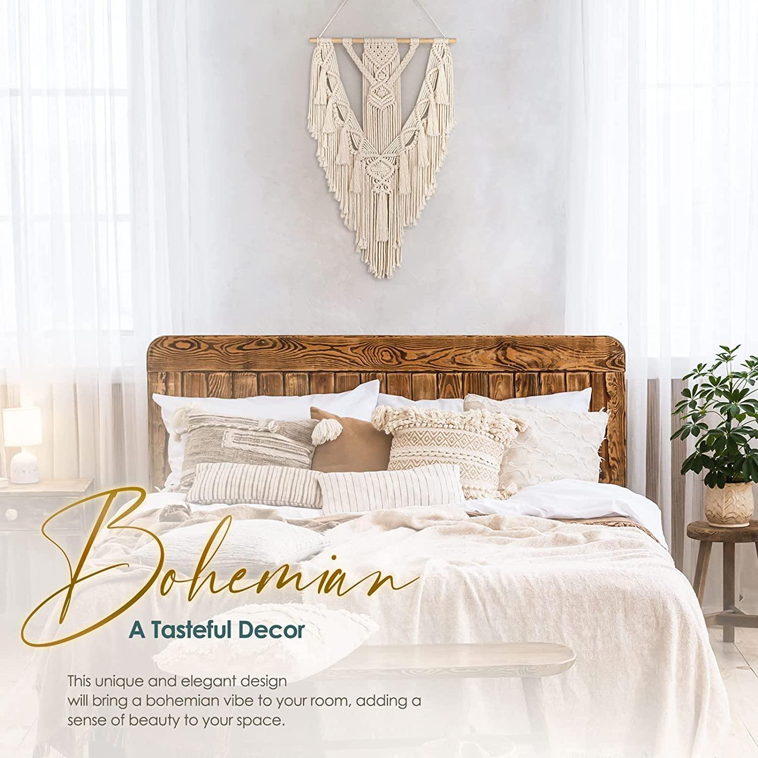 Macrame Boho Wall Hanging Decor, Geometric Woven Tapestry Chic Cotton Handmade Bohemian Art - Decotree.co Online Shop