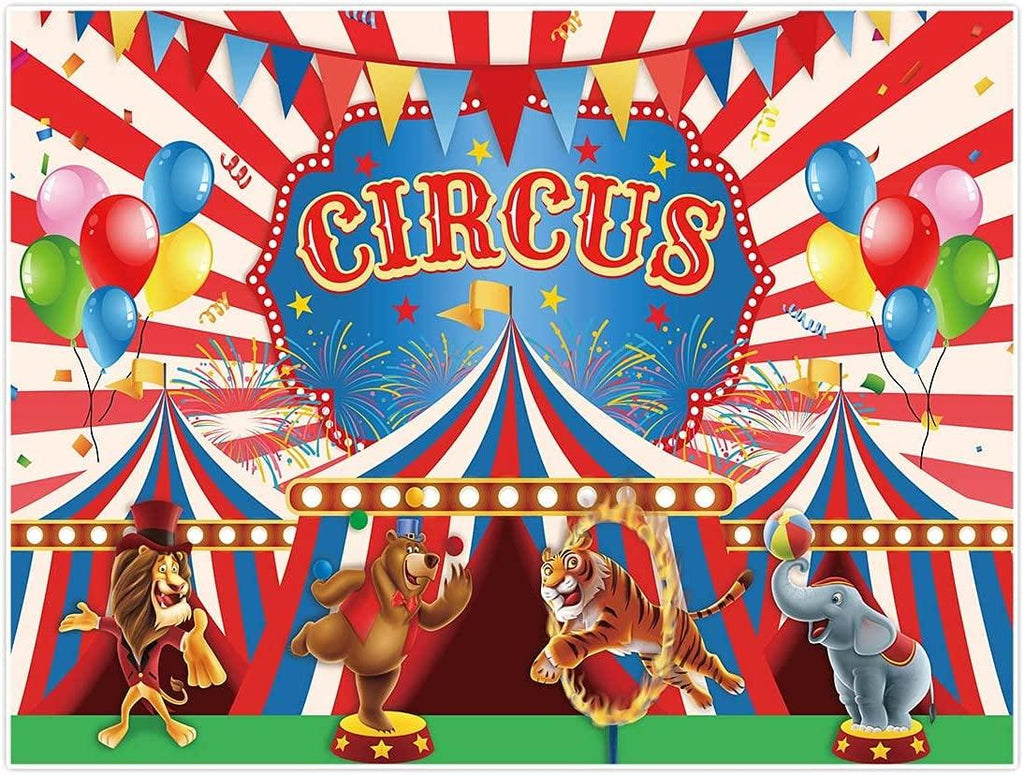 Red Stripe Carnival Circus Theme Photography Backdrop for Children Kids 1st Birthday Party - Decotree.co Online Shop