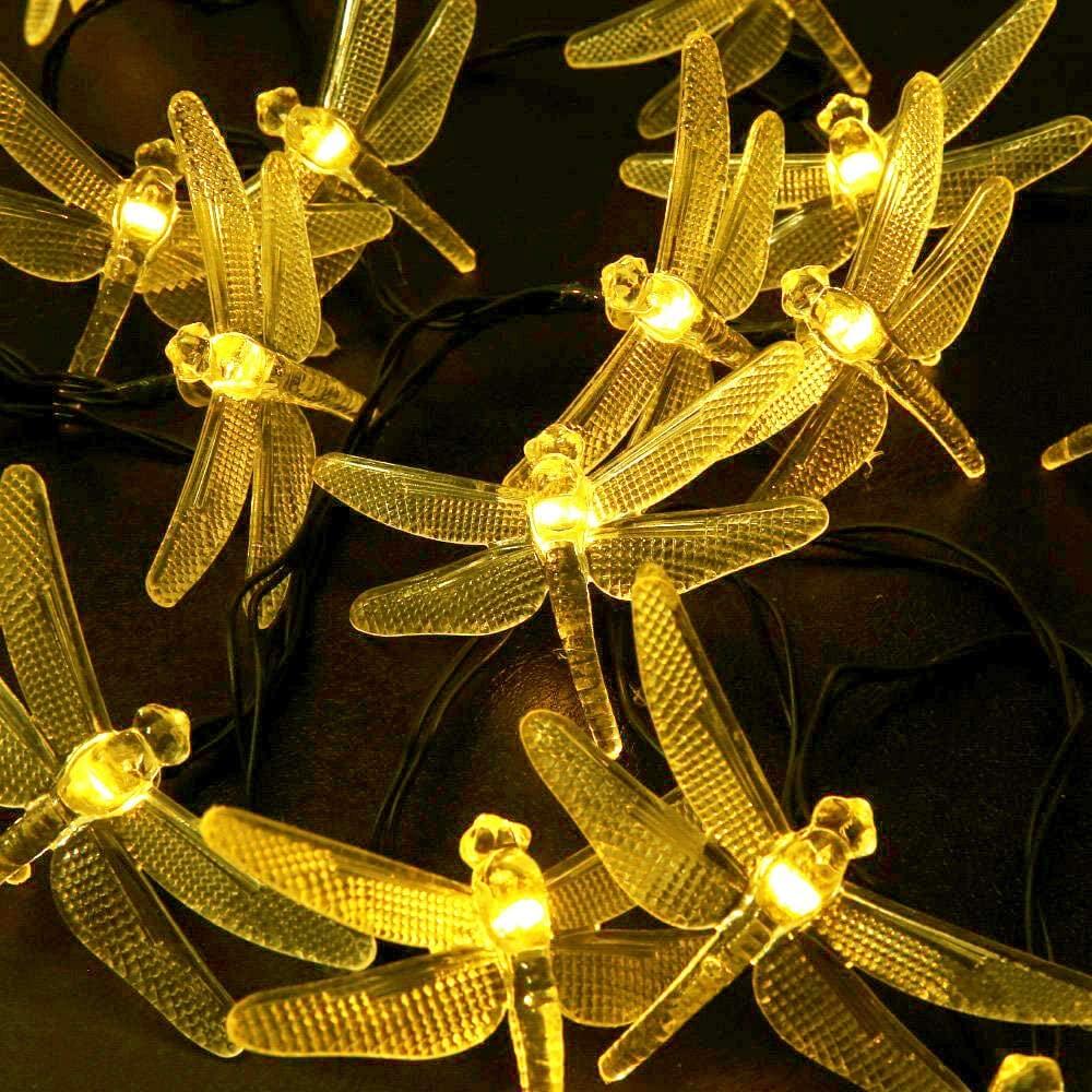Solar String Lights 20Ft 30LED Dragonfly Shaped Waterproof Fairy Decoration Lighting for Patio - Decotree.co Online Shop