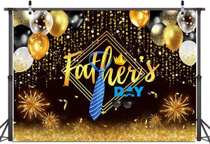Happy Father's Day Backdrop Black and Gold Balloons Father's Day Theme Party Decorations - Decotree.co Online Shop