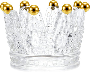 Crown Glass Crystal Tealight Candle Holder Decorative Set of 6, Ashtray Candle Holder, Glass Votive Candle Holders - Decotree.co Online Shop