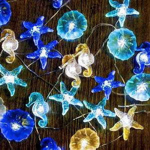 Nautical Theme Decorative String Lights, Under The Sea Sand Dollars Seahorse - Decotree.co Online Shop
