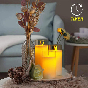 Flickering Flameless Candles, Battery Operated Acrylic LED Pillar Candles with Remote Control and Timer - Decotree.co Online Shop
