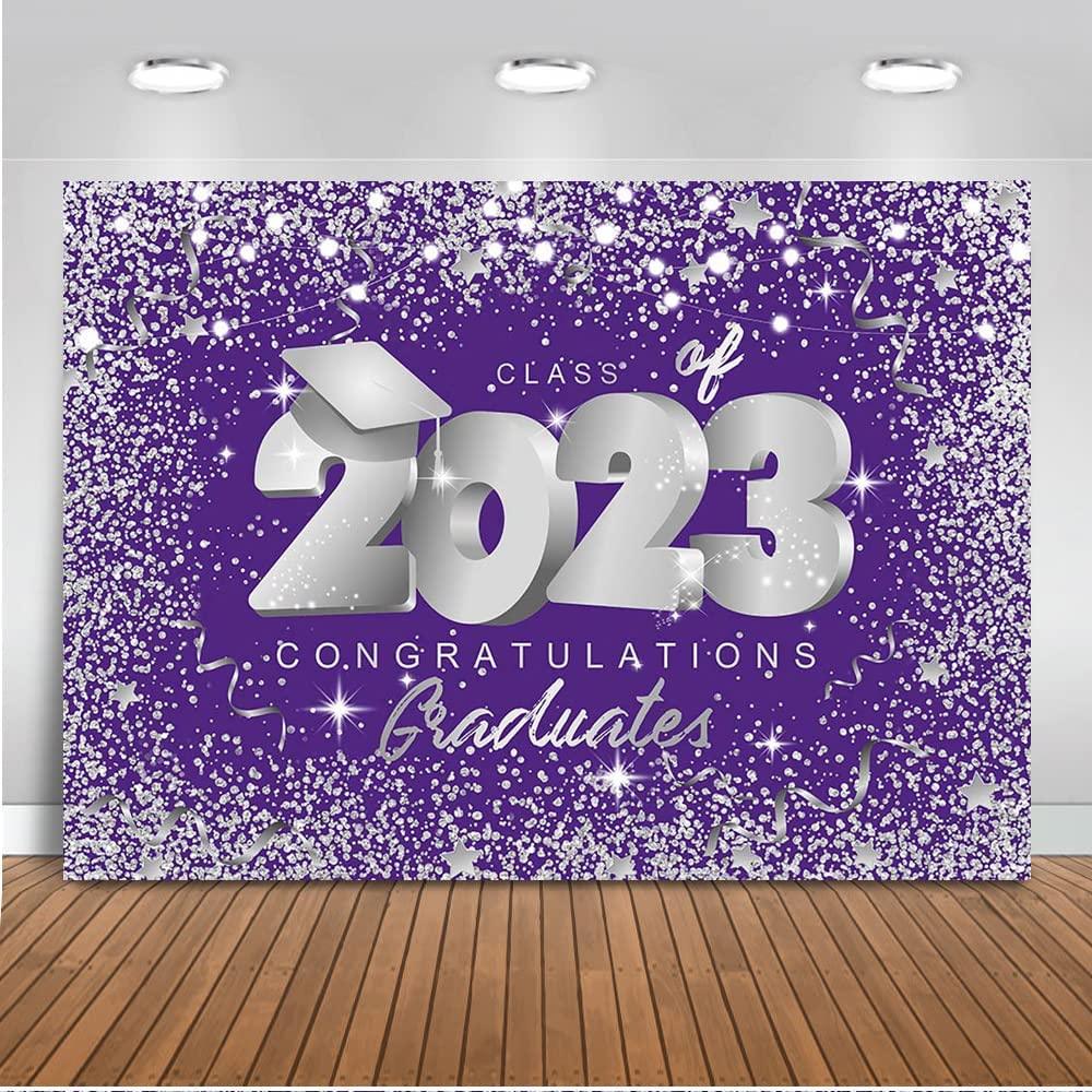Class of 2023 Backdrop Royal Blue and Gold Glitter Congrats Grad Party Photo Backdrops - Decotree.co Online Shop
