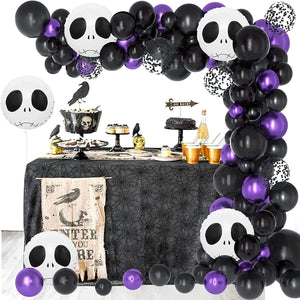 145PCS Nightmare Before Christmas Halloween Decorations Black Purple Balloon Garland - Decotree.co Online Shop