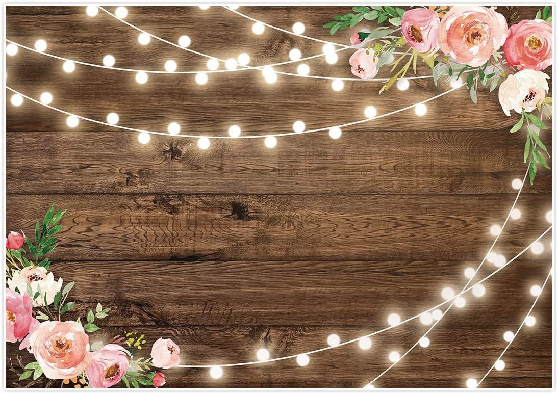 Fabric Rustic Floral Wooden Backdrop for Baby Shower Bridal Wedding Studio Photography - Decotree.co Online Shop