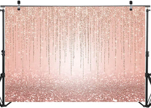 Rose Gold Glitter Backdrop Sweet 16th Girl's Birthday Party Decorations Photo Backdrops - Decotree.co Online Shop