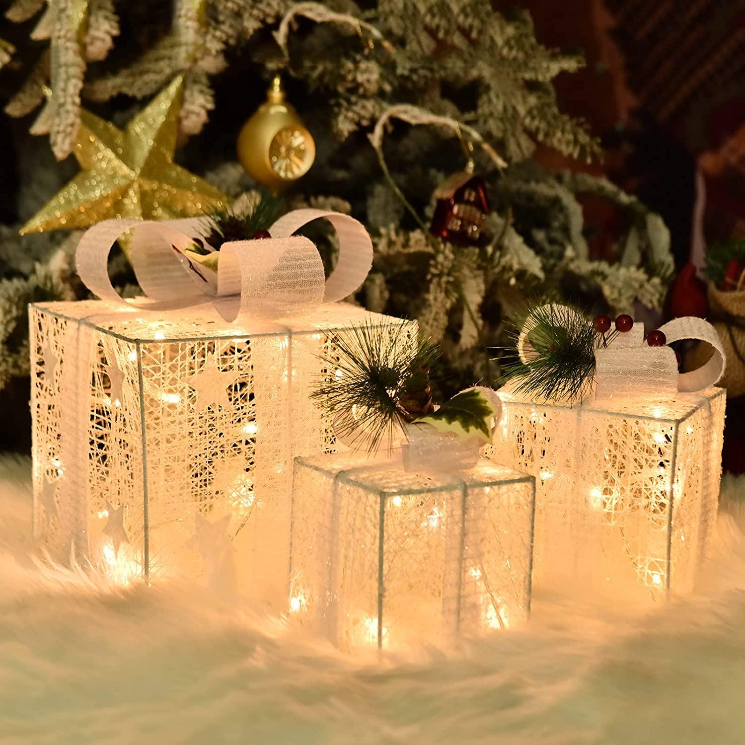Christmas Lighted Gift Boxes, Set of 3 Christmas Decorations for Home, Christmas Ornaments - Decotree.co Online Shop