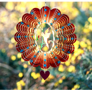 Wind Spinner Lovebird 12 inches 3D Stainless Steel –Hummingbird Laser Cut Metal Art Geometric Pattern - Decotree.co Online Shop