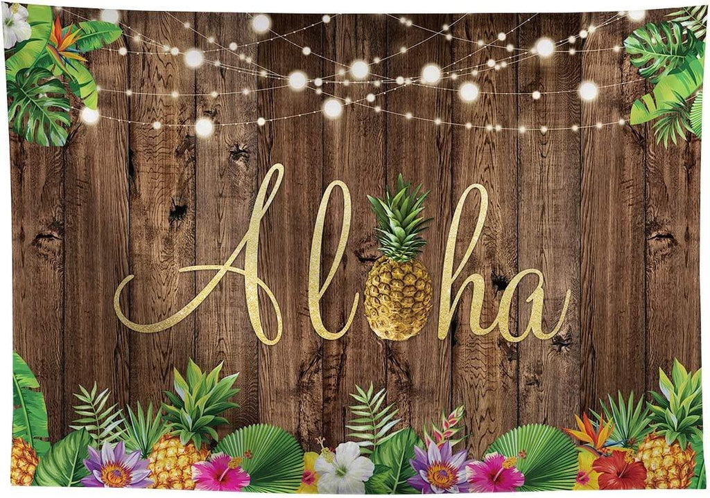 5x3ft Aloha Rustic Wooden Backdrop for Summer Tropical Hawaiian Beach Party Photography Background - Decotree.co Online Shop