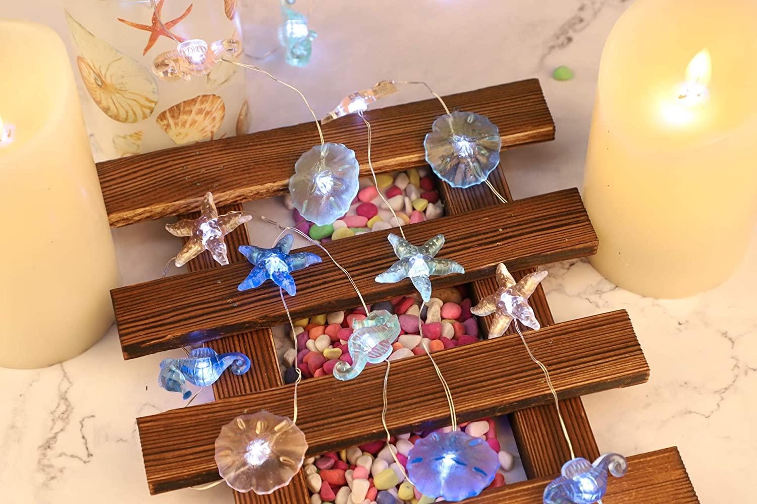 Nautical Theme Decorative String Lights, Under The Sea Sand Dollars Seahorse - Decotree.co Online Shop