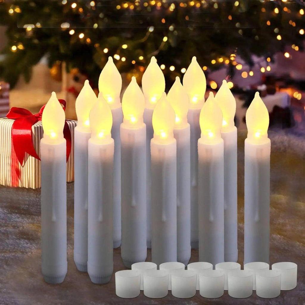 LED Batteries Operated Taper Candles with Remote, Flickering Light Flameless Taper Window Candles - Decotree.co Online Shop