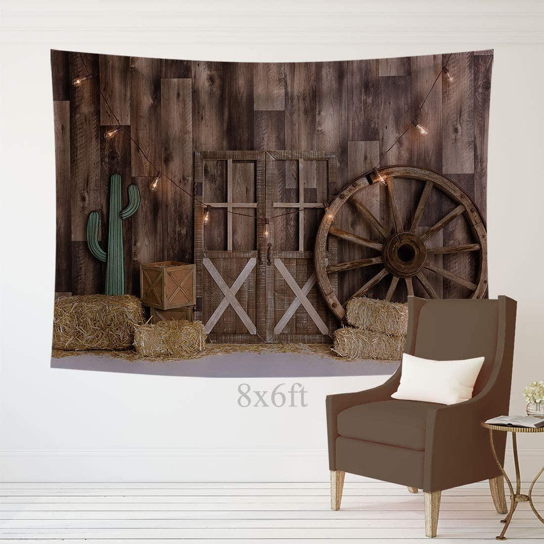 7x5ft Cowboy Backdrop for Photography Vintage Wild West Wooden House Barn Door Kids Baby Shower Birthday - Decotree.co Online Shop