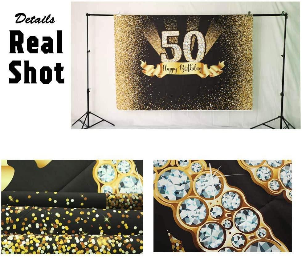 Gold and Black 50th Birthday Photography Backdrop Golden Glitter Diamonds Shiny Background - Decotree.co Online Shop