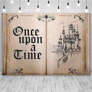 Fairy Tale Books Backdrop Old Opening Book Once Upon a Time Ancient Castle Princess Romantic Story Photo Background - Decotree.co Online Shop