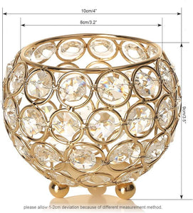 Gold Crystal Bowl Tea Light Candle Holders for Wedding Coffee Office Table Decorative Centerpieces - Decotree.co Online Shop