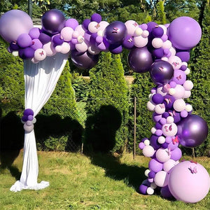 136PCS 18In 12In 5In Purple Macaron Purple Metallic Purple Balloon Arch Garland For Festival Picnic Family Engagement, Wedding, Birthday Party - Decotree.co Online Shop