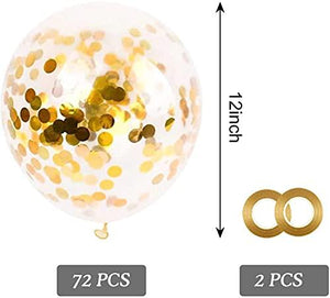 72pcs Gold Confetti Balloons with Gold Confetti Inside, 12 Inches Latex Party Balloons for Birthdays, Weddings - Decotree.co Online Shop