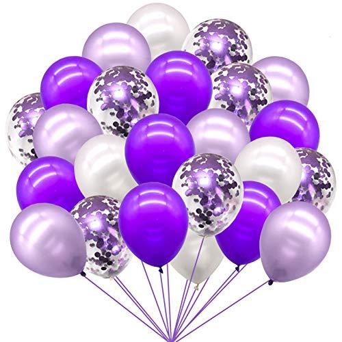 72pcs Purple Balloons Assorted Latex Purple Confetti White Balloons for Wedding Birthday Graduation Party Decorations - Decotree.co Online Shop