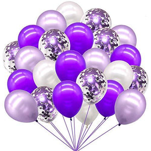 72pcs Purple Balloons Assorted Latex Purple Confetti White Balloons for Wedding Birthday Graduation Party Decorations - Decotree.co Online Shop