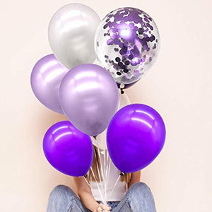 72pcs Purple Balloons Assorted Latex Purple Confetti White Balloons for Wedding Birthday Graduation Party Decorations - Decotree.co Online Shop