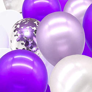 72pcs Purple Balloons Assorted Latex Purple Confetti White Balloons for Wedding Birthday Graduation Party Decorations - Decotree.co Online Shop