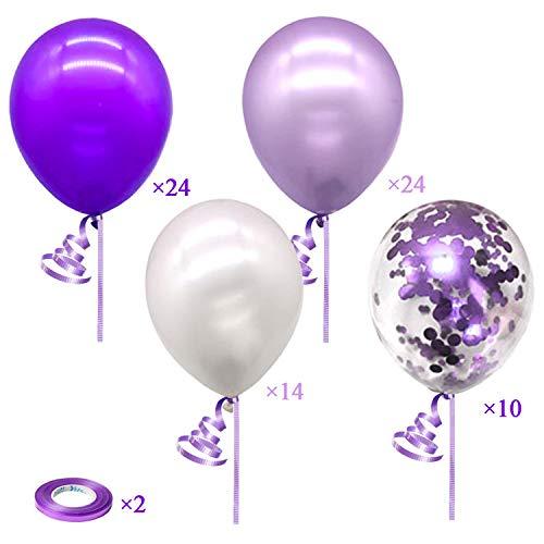 72pcs Purple Balloons Assorted Latex Purple Confetti White Balloons for Wedding Birthday Graduation Party Decorations - Decotree.co Online Shop