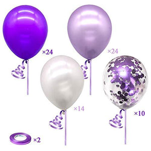 72pcs Purple Balloons Assorted Latex Purple Confetti White Balloons for Wedding Birthday Graduation Party Decorations - Decotree.co Online Shop