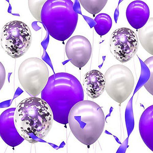72pcs Purple Balloons Assorted Latex Purple Confetti White Balloons for Wedding Birthday Graduation Party Decorations - Decotree.co Online Shop