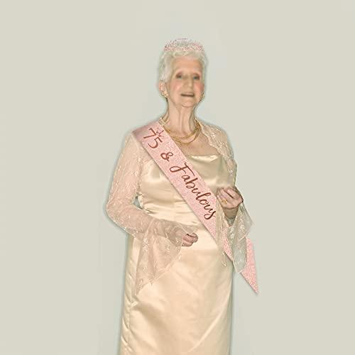 75th Birthday Sash and Tiara for Women, Rose Gold Birthday Sash Crown 75 & Fabulous Sash and Tiara for Women, 75th Birthday Gifts for Happy 75th Birthday Party Favor Supplies - Decotree.co Online Shop