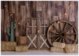 7x5ft Cowboy Backdrop for Photography Vintage Wild West Wooden House Barn Door Kids Baby Shower Birthday - Decotree.co Online Shop