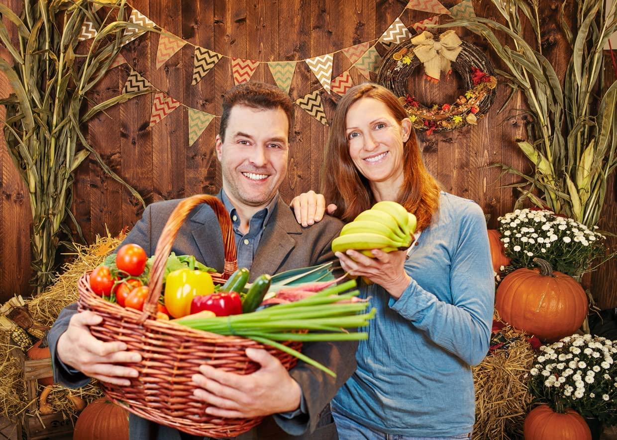 7x5FT Fall Thanksgiving Photo Backdrop Rustic Wood Board Barn Harvest Photography Background - Decotree.co Online Shop