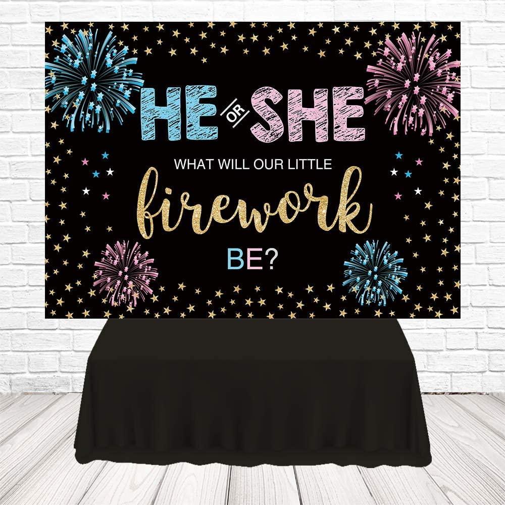 7x5FT Gender Reveal Backdrop He or She Party Fourth of July Blue or Pink Boy or Girl Banner Decoration - Decotree.co Online Shop