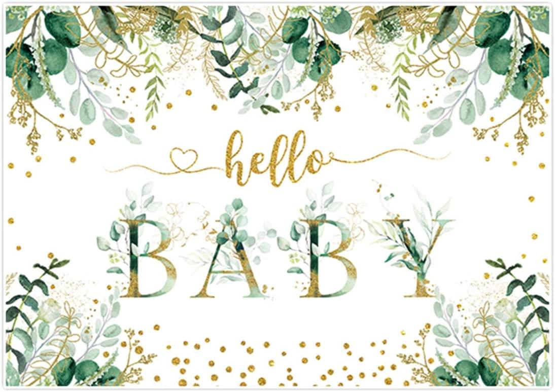 7x5ft Greenery Hello Baby Theme Backdrop for Jungle Safari Woodland Birthday Decor - Decotree.co Online Shop