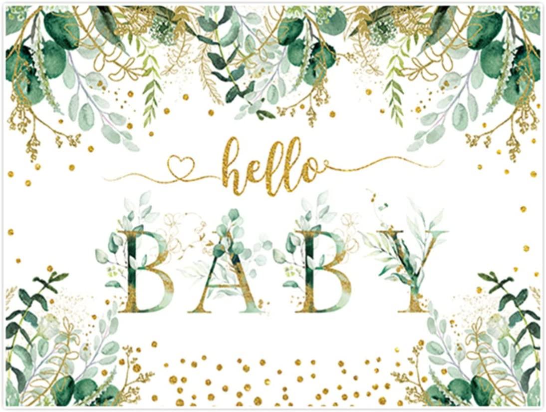 7x5ft Greenery Hello Baby Theme Backdrop for Jungle Safari Woodland Birthday Decor - Decotree.co Online Shop