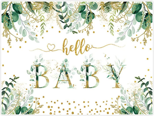 7x5ft Greenery Hello Baby Theme Backdrop for Jungle Safari Woodland Birthday Decor - Decotree.co Online Shop