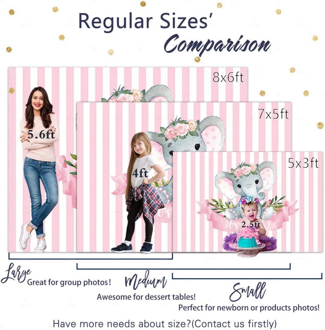 7x5ft It's a Girl Elephant Backdrop for Baby Shower Princess Newborn Birthday Decoration - Decotree.co Online Shop
