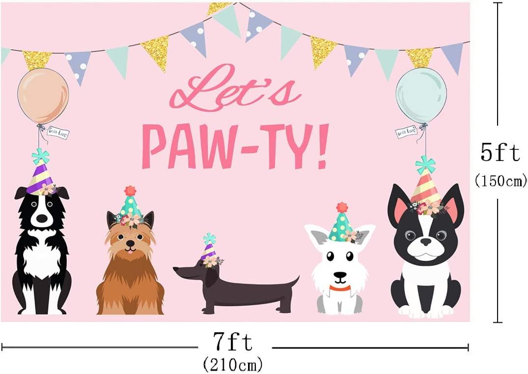 7x5ft Puppy Dog Happy Birthday Themed Backdrops Pet Pink Girl Photography Backdrop - Decotree.co Online Shop