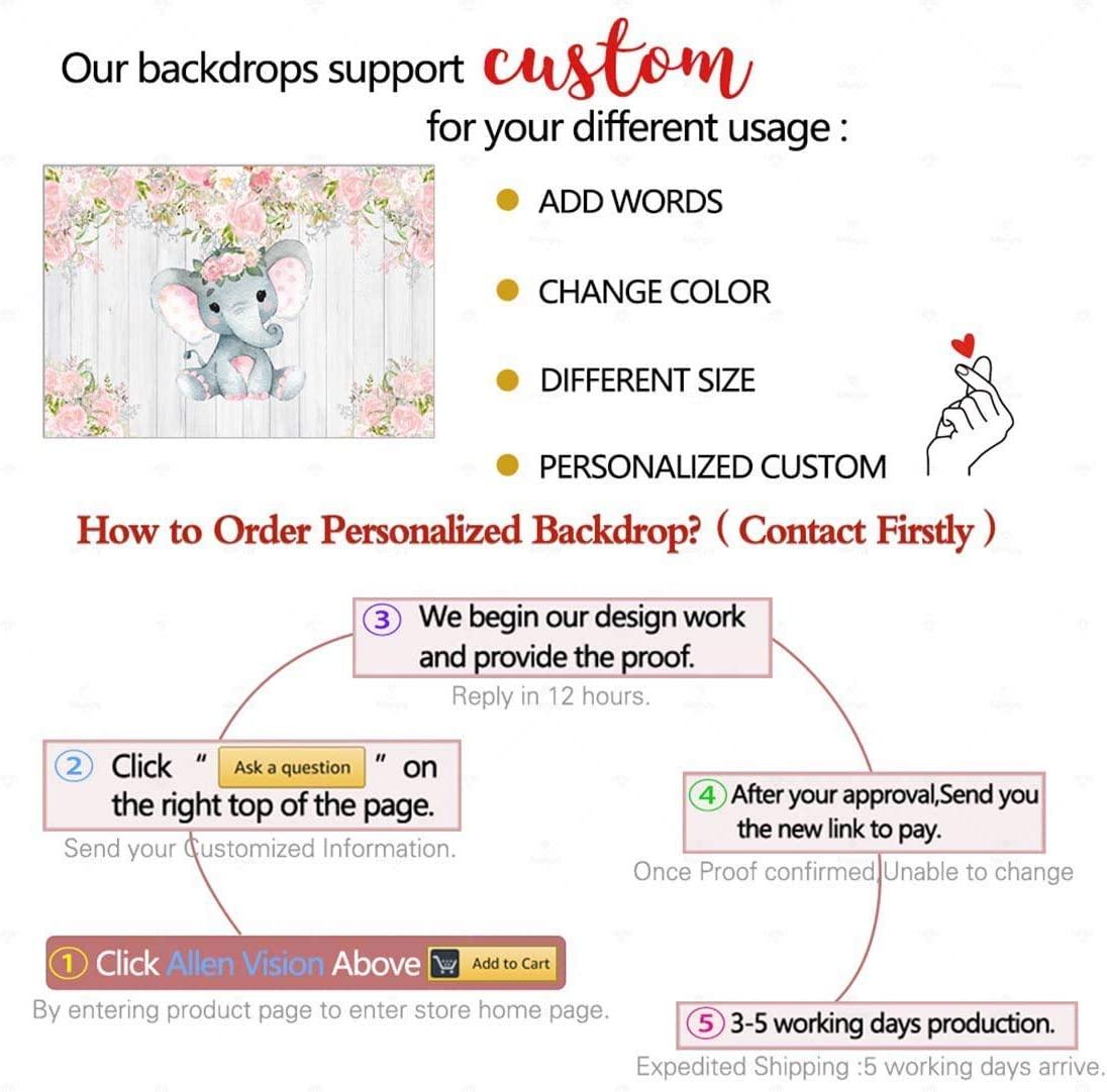 7x5ft Rustic White Wood Elephant Backdrop Supplies for Baby Shower Pink Floral It's a Girl Newborn Kids Birthday Party Decorations - Decotree.co Online Shop