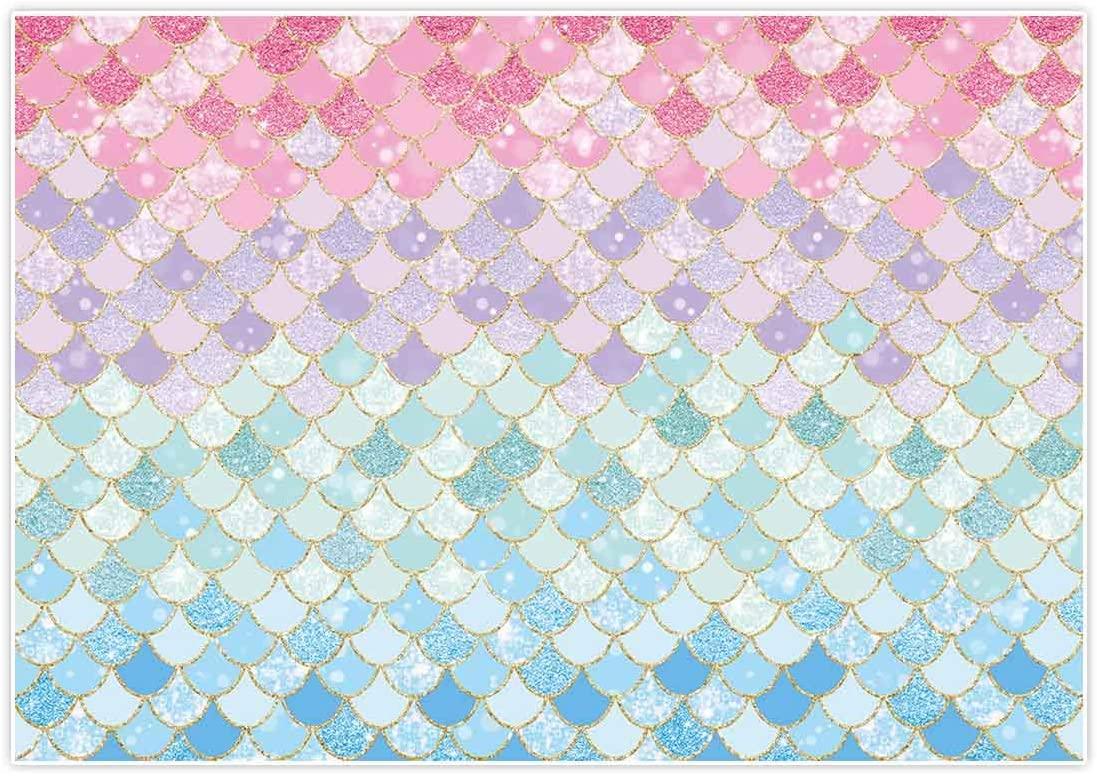 7x5ft Soft Fabric Pastle Mermaid Scales Backdrop for Photography Pictures Girls Birthday Party - Decotree.co Online Shop
