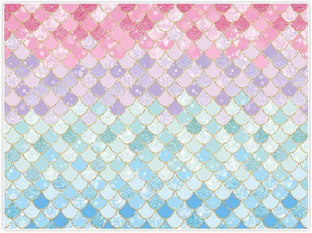 7x5ft Soft Fabric Pastle Mermaid Scales Backdrop for Photography Pictures Girls Birthday Party - Decotree.co Online Shop