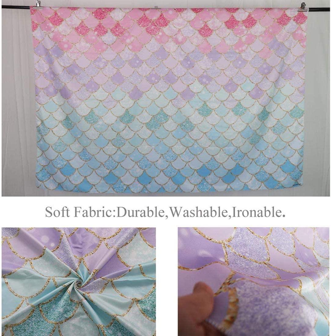 7x5ft Soft Fabric Pastle Mermaid Scales Backdrop for Photography Pictures Girls Birthday Party - Decotree.co Online Shop