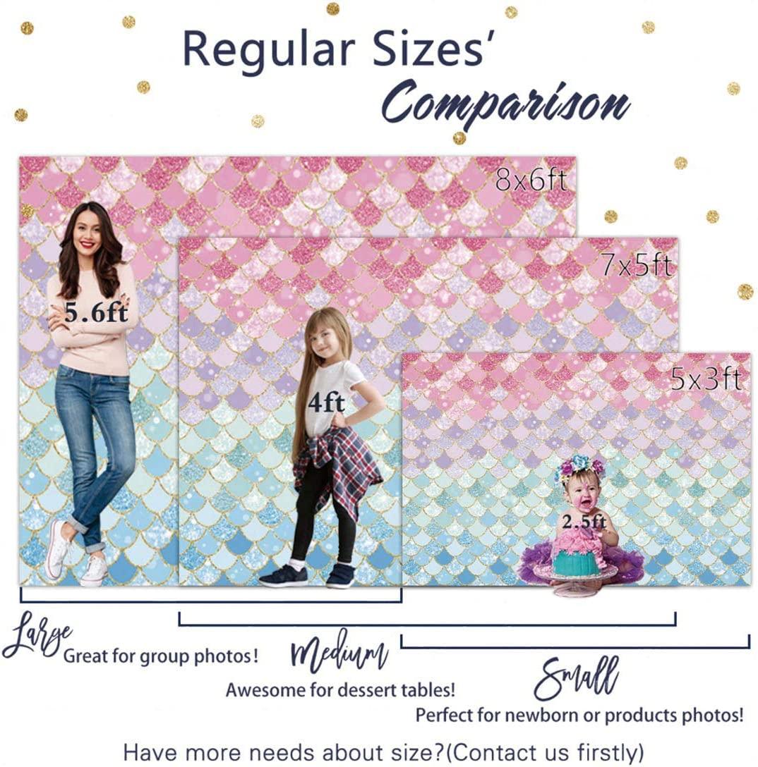 7x5ft Soft Fabric Pastle Mermaid Scales Backdrop for Photography Pictures Girls Birthday Party - Decotree.co Online Shop