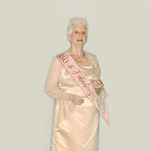 80th Birthday Sash and Tiara for Women, Happy 80th Birthday Party Favor  Supplies