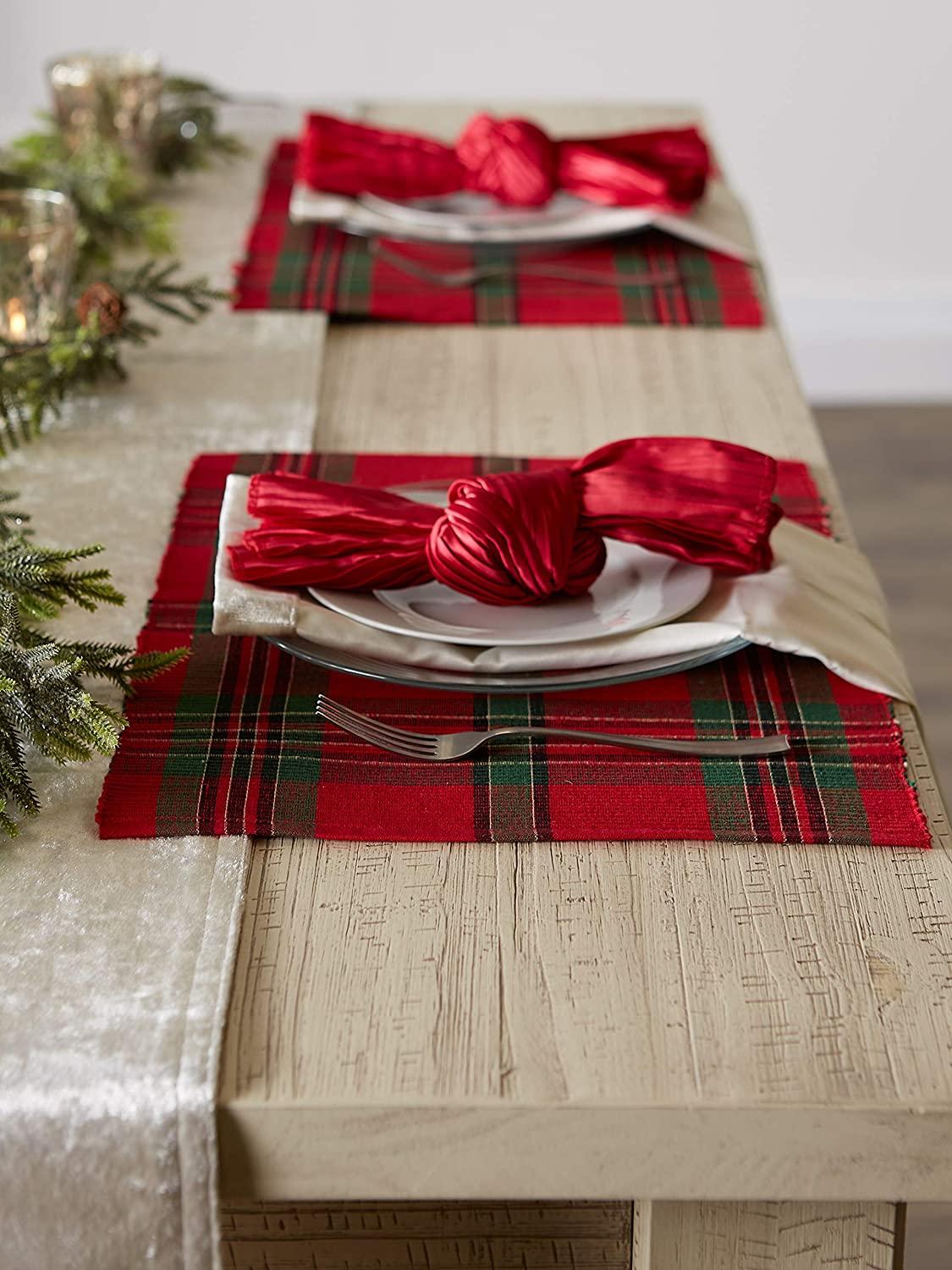 Holiday Collection, Christmas Plaid, Placemat Set, Xmas Plaid - Decotree.co Online Shop