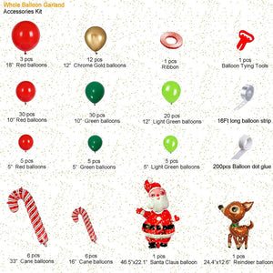 Christmas Balloon Garland Arch kit 129 Pieces with Xmas Balloon, Elk Balloon - Decotree.co Online Shop