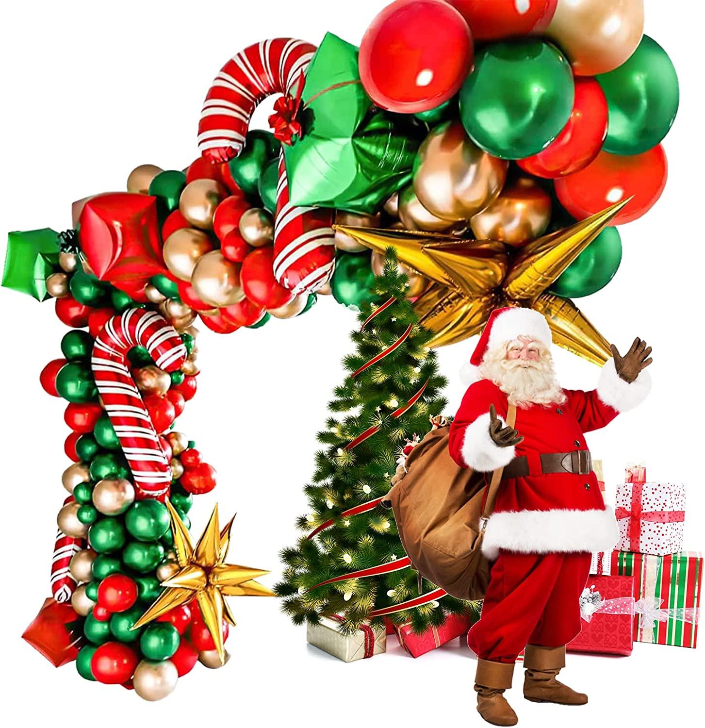 97 Pieces Christmas Balloon Garland Arch kit with Green Gold Red Box - Decotree.co Online Shop