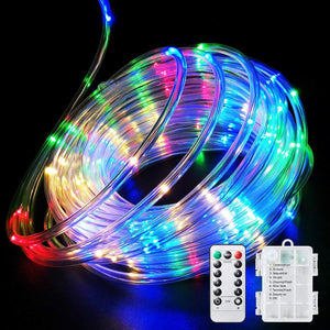 LED Rope Lights Battery Operated String Lights 40FT 120 LEDs 8 Modes Fairy Lights with Remote Timer Outdoor Decoration - Decotree.co Online Shop