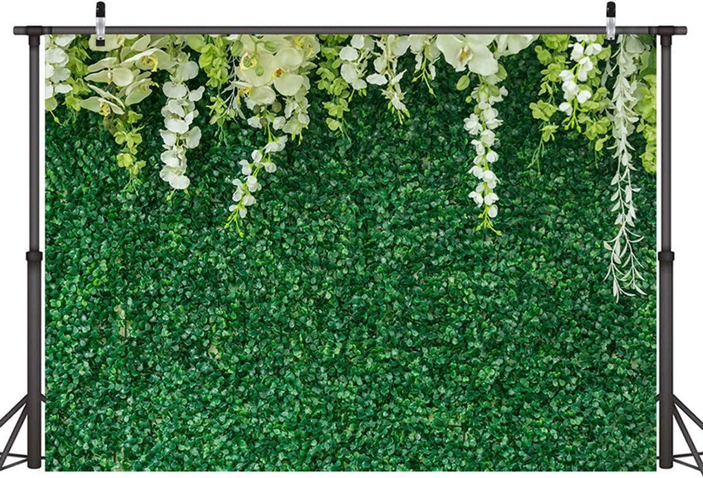 Greenery Backdrop with Flowers Green Leaf White Flower Photo Backdrops Bridal Shower Backdrop - Decotree.co Online Shop
